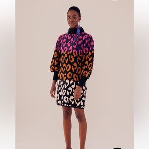 NWT Farm Rio Mixed Leopards Sweater Dress XS